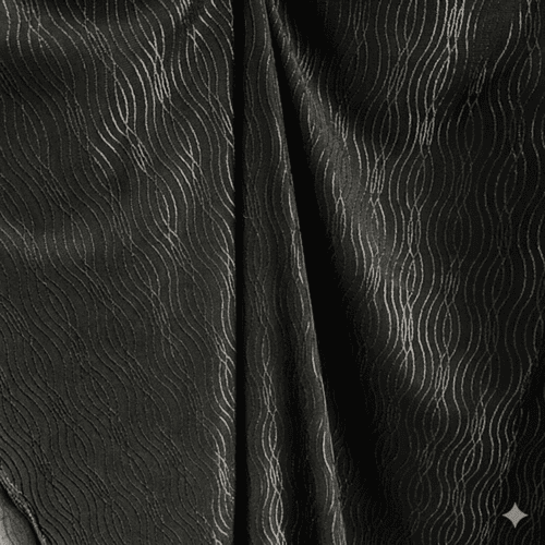 Tule Bordado - 0,50 cm x 1,60 m 3 Tule Bordado Ondas Preto