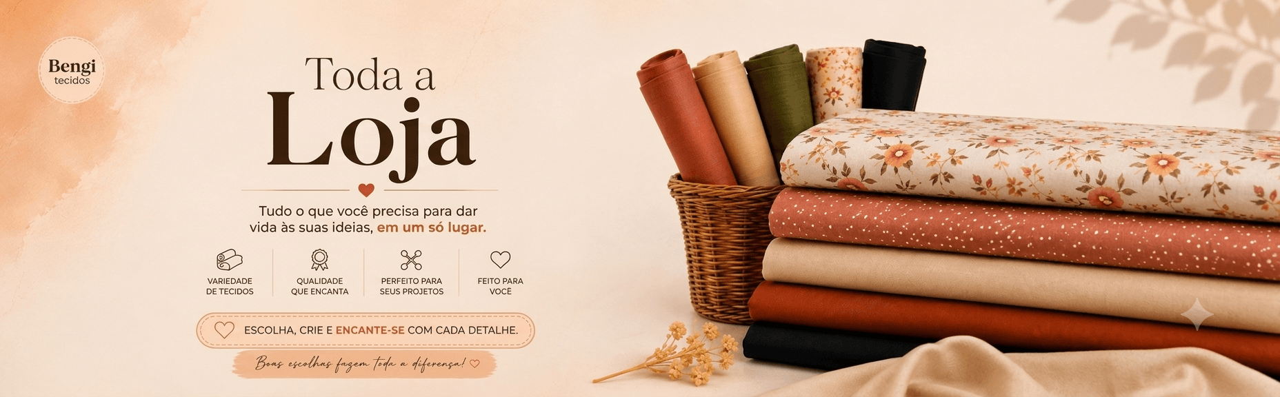 Banner da página da loja tecidos bengi