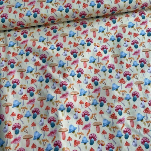 Tecido Tricoline Cogumelo - 50cm x 1,50m 2 Tricoline Estampa de Cogumelo